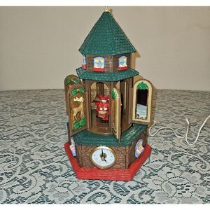 Festive Rotating Christmas Clock Tower